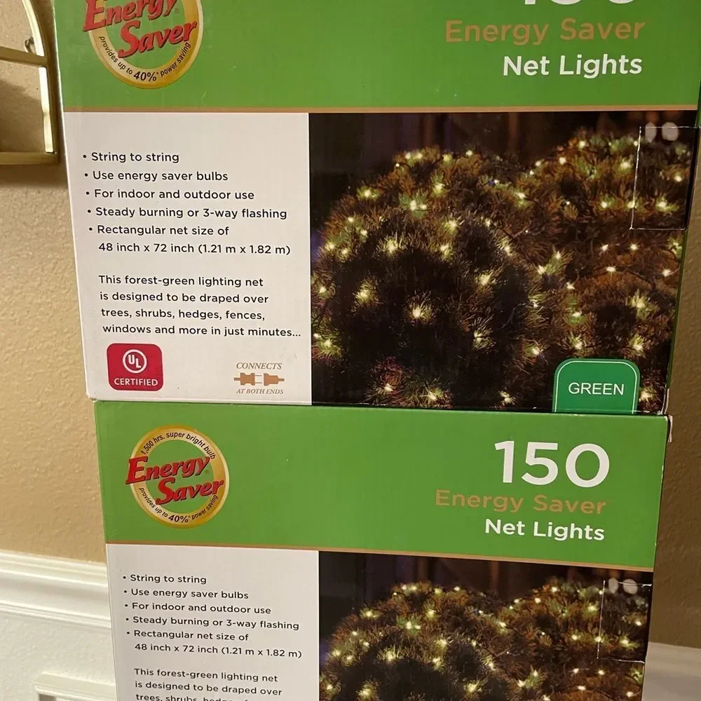 Energy Saver Net Lights Christmas Lights 150 Clear White Lights x 2